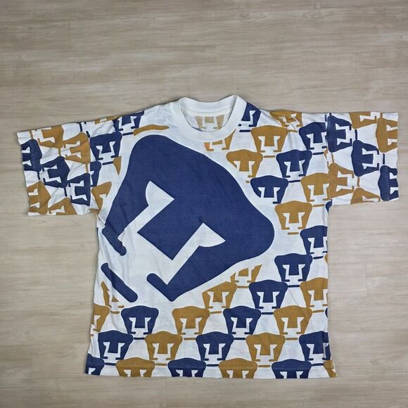 Vintage Pumas UNAM Mexico Soccer Football Single Stitch AOP Shirt Size Large - Picture 1 of 13